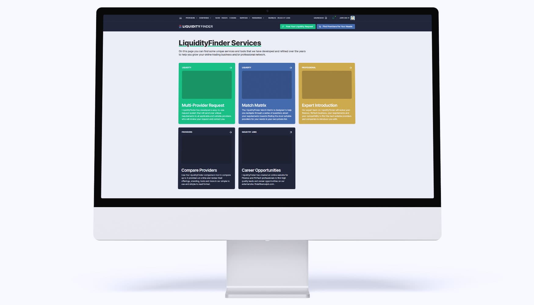 LiquidityFinder website homepage.